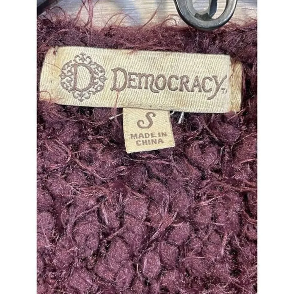 Democracy Womens Cardigan Purple‎ Sz Small Eyelash Asymmetric Cozy Knit Sweater
